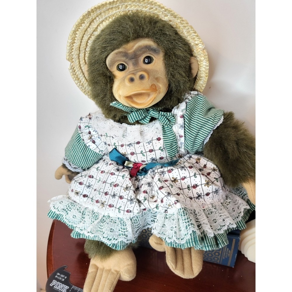 Monkey Hand Puppet Julious Hosung Squeaker Vintage 1990s rubber flocked 13"